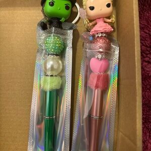 Green and Pink Kids Toy Pens with Fun Characters